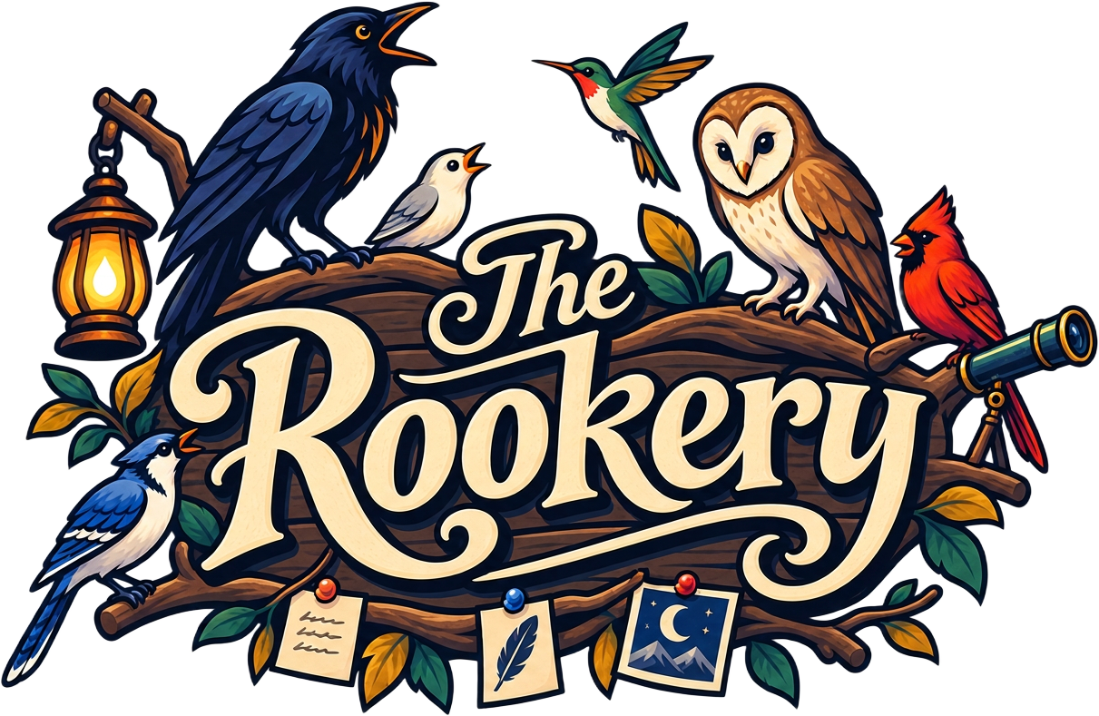 The Rookery hand-painted signboard with roosting birds